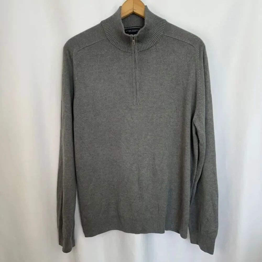 Banana Republic Silk Cashmere Quarter Zip‎ Mock Neck Sweater Pullover Mens XL
